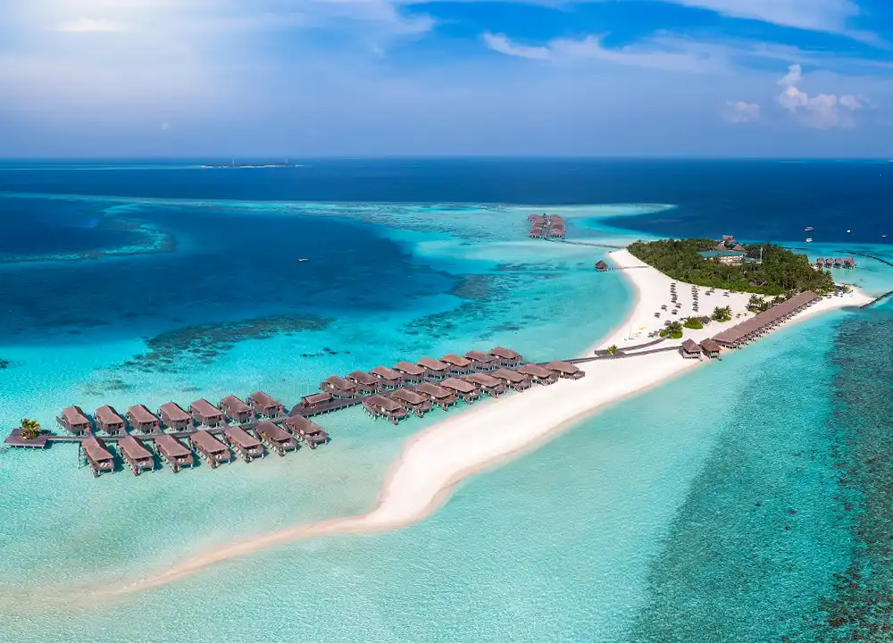 Strand en eiland op de Maeldiven